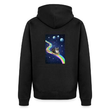 Cute cat in space - Unisex Premium Organic Zip Hoodie - black - Back - Nico (187cm)