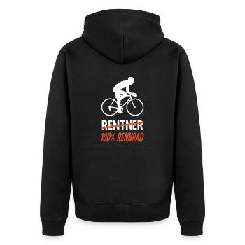 Rentner Fahrrad Rennrad Hobby T-Shirt - Unisex Premium Bio Zip Hoodie - Schwarz - Hinten - Nico (187cm)
