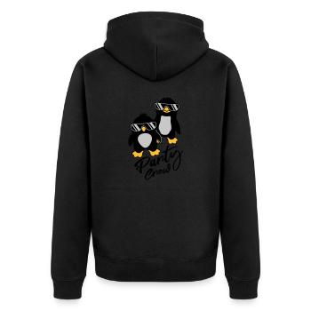 Party Crew Pinguin Freunde - Unisex Premium Bio Zip Hoodie - Schwarz - Hinten - Nico (187cm)