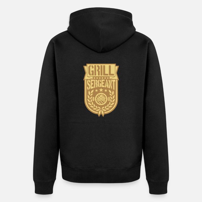 Grill Sergeant cool Lorbeerkranz - Unisex Premium Bio Zip Hoodie - Schwarz