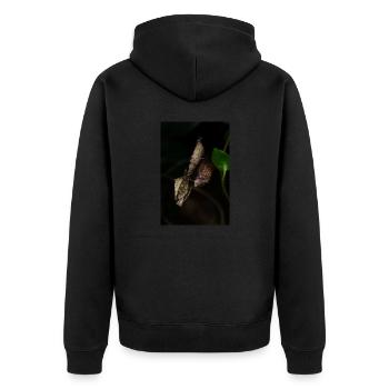Brancsikia freyi guarding its ooth - Mantis - Unisex Premium Bio Zip Hoodie - Schwarz - Hinten - Nico (187cm)