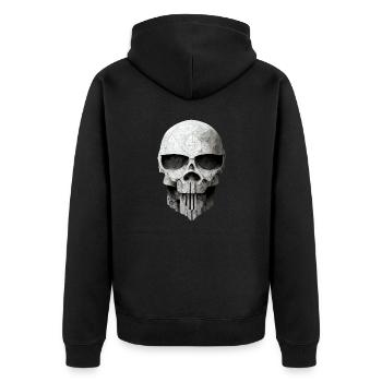 Totenkopf Metall - Unisex Premium Bio Zip Hoodie - Schwarz - Hinten - Nico (187cm)