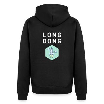 Long dong - lustiges Tshirt für Herren - Unisex Premium Bio Zip Hoodie - Schwarz - Hinten - Nico (187cm)