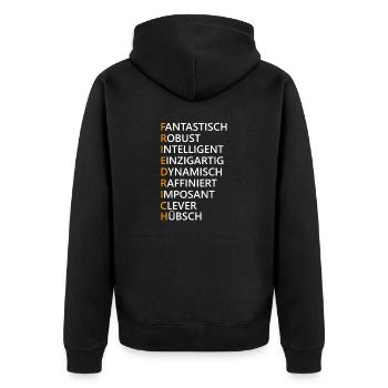 Friedrich Name Geschenk - Unisex Premium Bio Zip Hoodie - Schwarz - Hinten - Nico (187cm)