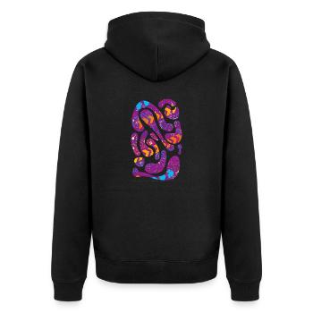 Graffiti-Stil Splash Hip Hop Farben Maler Farbe - Unisex Premium Bio Zip Hoodie - Schwarz - Hinten - Nico (187cm)