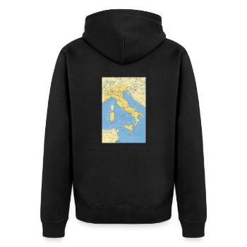 Italy map with cities, roads, rivers, lakes - Unisex Premium Organic Zip Hoodie - black - Back - Nico (187cm)
