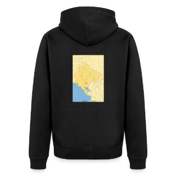 Montenegro Karte Landkarte - Unisex Premium Bio Zip Hoodie - Schwarz - Hinten - Nico (187cm)