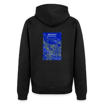 Nachtblaue schöne ästhetische Bremen Stadkarte - Unisex Premium Bio Zip Hoodie - Schwarz - Hinten - Nico (187cm)