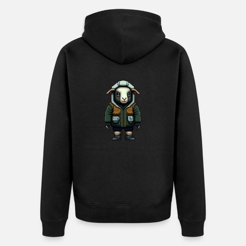 Wooligan ein Hooligan-Schaf - Unisex Premium Bio Zip Hoodie - Schwarz