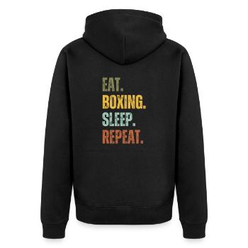 EAT BOXING SLEEP REPEAT - Unisex Premium Organic Zip Hoodie - black - Back - Nico (187cm)