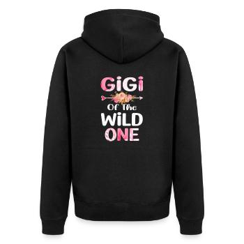 Gigi Of The Wild One Mother s Day Mom Grandma - Unisex Premium Organic Zip Hoodie - black - Back - Nico (187cm)