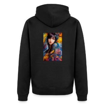 Colorful Beauty 9 - Unisex Premium Organic Zip Hoodie - black - Back - Nico (187cm)