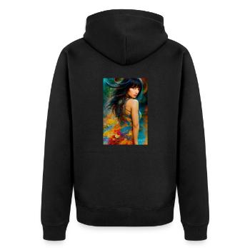 Colorful Beauty 10 - Unisex Premium Organic Zip Hoodie - black - Back - Nico (187cm)