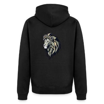 Geometric Lion Head - Unisex Premium Organic Zip Hoodie - black - Back - Nico (187cm)