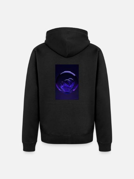 Nuages dans une bulle violette3 - Veste à capuche bio Premium Unisexe - noir