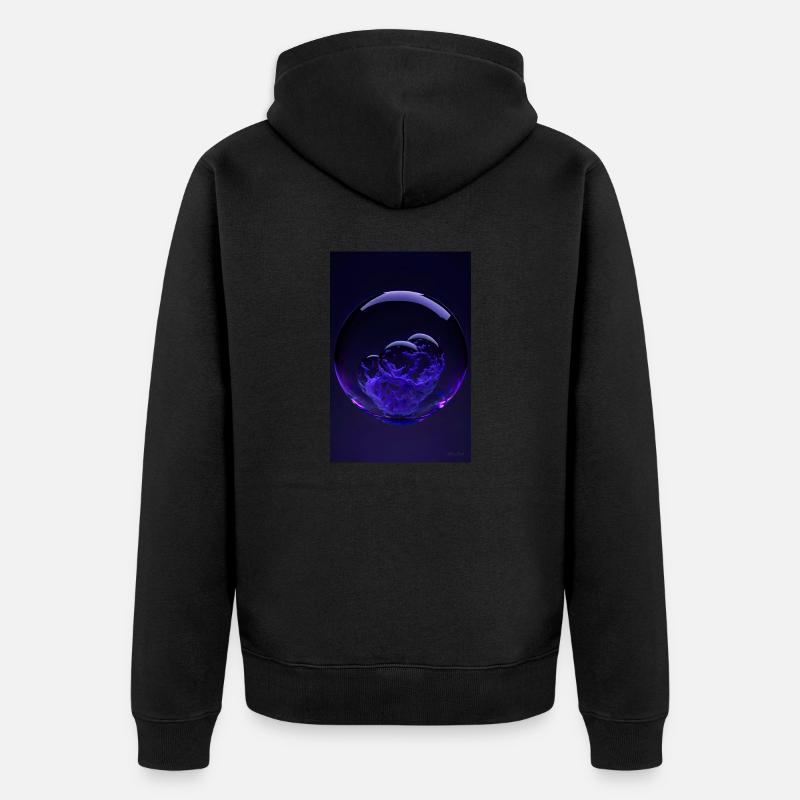 Nuages dans une bulle violette3 - Veste à capuche bio Premium Unisexe - noir