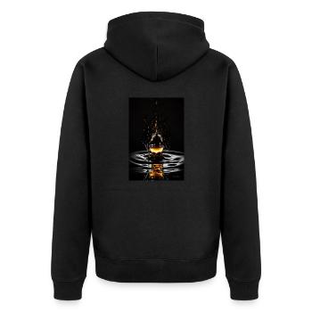 Tropfen feuer 3 - Unisex Premium Bio Zip Hoodie - Schwarz - Hinten - Nico (187cm)