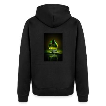 Tropfen grün 3 - Unisex Premium Bio Zip Hoodie - Schwarz - Hinten - Nico (187cm)