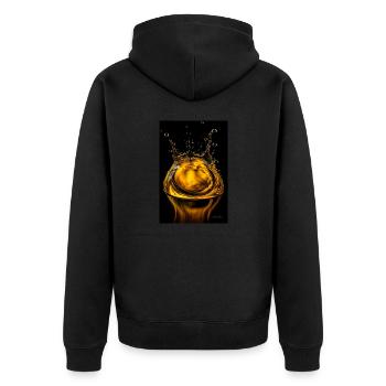Tropfen gelb 5 - Unisex Premium Bio Zip Hoodie - Schwarz - Hinten - Nico (187cm)