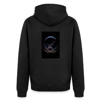Kaos in einer Blase feuer 4 - Unisex Premium Bio Zip Hoodie - Schwarz - Hinten - Nico (187cm)