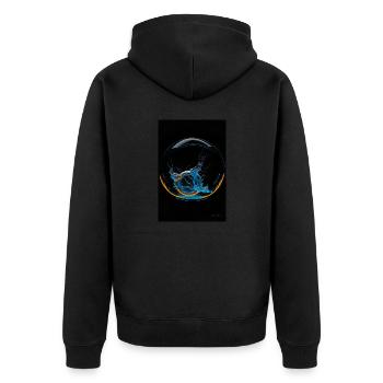 Kaos in einer Blase neon 4 - Unisex Premium Bio Zip Hoodie - Schwarz - Hinten - Nico (187cm)