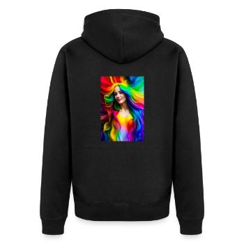 Neon Beauty 8 - Unisex Premium Organic Zip Hoodie - black - Back - Nico (187cm)