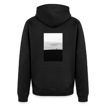 Der highseat auf einem hügel im feld - Unisex Premium Bio Zip Hoodie - Schwarz - Hinten - Nico (187cm)
