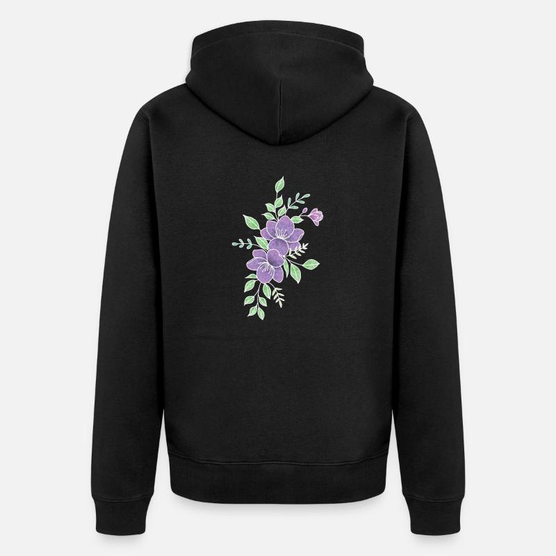 Fleur violette - Veste à capuche bio Premium Unisexe - noir