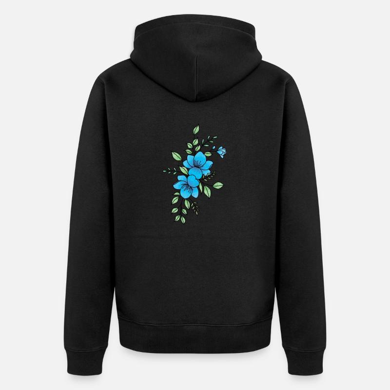 Fleur bleu et noir - Veste à capuche bio Premium Unisexe - noir