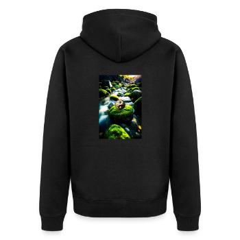 Yin Yang 6 - Unisex Premium Bio Zip Hoodie - Schwarz - Hinten - Nico (187cm)