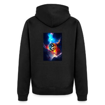 Yin Yang 2 - Unisex Premium Bio Zip Hoodie - Schwarz - Hinten - Nico (187cm)
