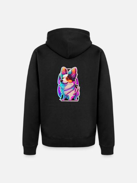 Kleiner Hund und Neonlicht - Unisex Premium Bio Zip Hoodie - Schwarz