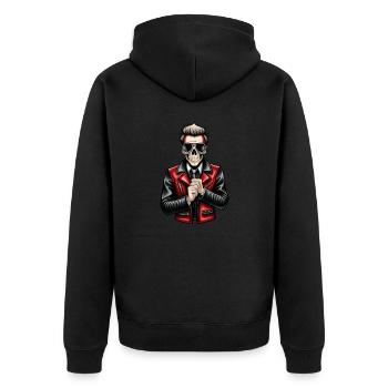 Biker squelette cartoon - Veste à capuche bio Premium Unisexe - noir - Dos - Nico (187cm)