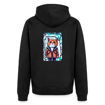 Chat mignon en manteau de fourrure | Pop Art Graffiti - Veste à capuche bio Premium Unisexe - noir - Dos - Nico (187cm)