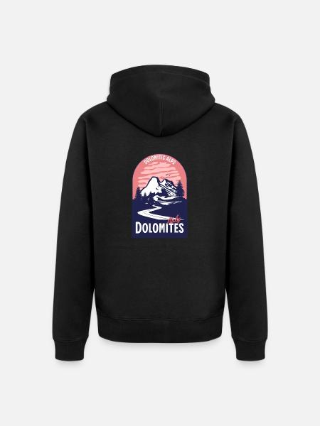 Dolomites Italy Mountain Sunset - Unisex Premium Organic Zip Hoodie - black
