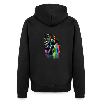 Gorille portant des écouteurs - Veste à capuche bio Premium Unisexe - noir - Dos - Nico (187cm)