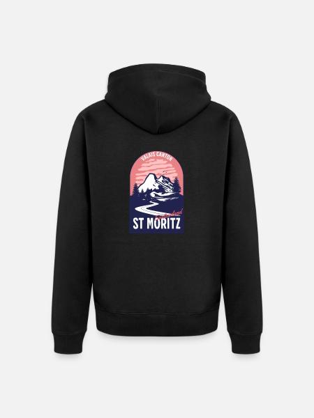 Saint-Moritz Suisse Valais - Veste à capuche bio Premium Unisexe - noir