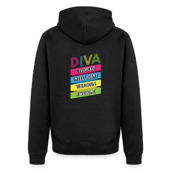 Lustiges Scheidung Glücklich Geschieden und - Unisex Premium Bio Zip Hoodie - Schwarz - Hinten - Nico (187cm)