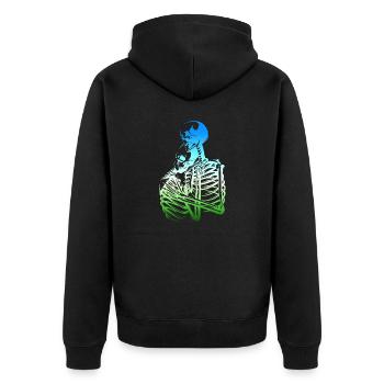 skull skeleton death halloween horror black dead - Unisex Premium Organic Zip Hoodie - black - Back - Nico (187cm)