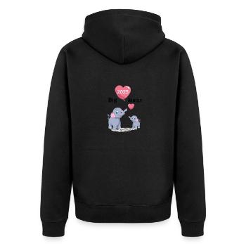 Große Schwester Big Sister 2023 Baby Geburt Family - Unisex Premium Bio Zip Hoodie - Schwarz - Hinten - Nico (187cm)