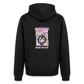 Anime And Music - Unisex Premium Bio Zip Hoodie - Schwarz - Hinten - Nico (187cm)