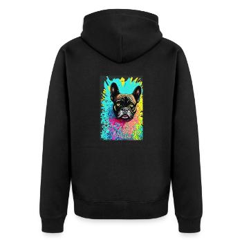 Modern Pop Art Print | colorful | French Bulldog - Unisex Premium Organic Zip Hoodie - black - Back - Nico (187cm)