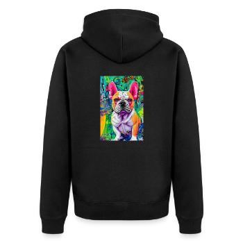 Modern Pop Art Print | colorful | French Bulldog - Unisex Premium Organic Zip Hoodie - black - Back - Nico (187cm)