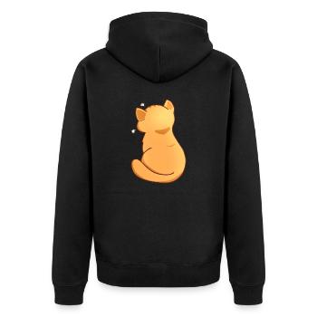 Kawaii Orange Cat Annoyed, Cat Lover - Unisex Premium Organic Zip Hoodie - black - Back - Nico (187cm)