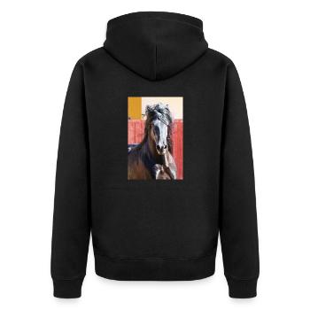 Pferd, Isibat - Unisex Premium Bio Zip Hoodie - Schwarz - Hinten - Nico (187cm)