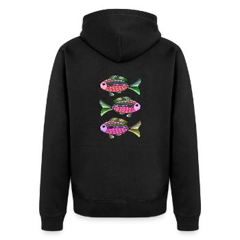 Poissons - Veste à capuche bio Premium Unisexe - noir - Dos - Nico (187cm)