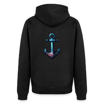 Anchor / Ahoy / Boat / Ship / Water / Sea / Lake - Unisex Premium Organic Zip Hoodie - black - Back - Nico (187cm)