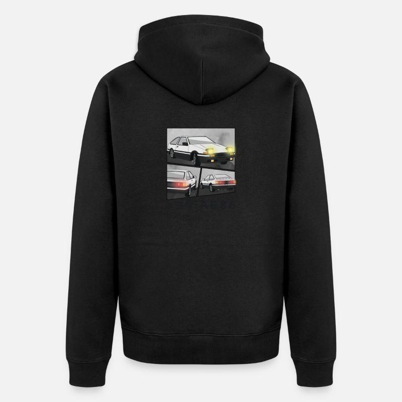 CAR COMIC / POP UP HEADLIGHTS HATCHBACK - Unisex Premium Bio Zip Hoodie - Schwarz