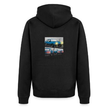 DEEP OCEAN CAR COMIC / POP UP HEADLIGHTS HATCHBACK - Unisex Premium Organic Zip Hoodie - black - Back - Nico (187cm)