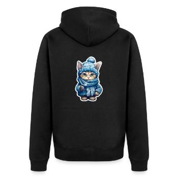 Chat avec chapeau, écharpe et veste - Veste à capuche bio Premium Unisexe - noir - Dos - Nico (187cm)